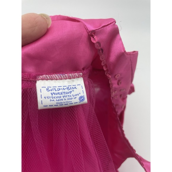 Build‎ a Bear Pink Satin Dress Ruffles Sequins Rosette - Picture 8 of 8